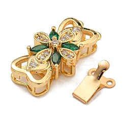 Brass Micro Pave Cubic Zirconia Box Clasps&nbsp;KK-U037-17G-02