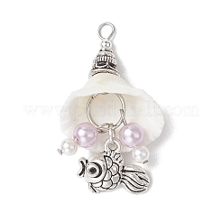 4Pcs 4 Styles Natural Spiral Shell Big Pendants&nbsp;PALLOY-JF03143