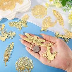14Pcs 7 Styles Brass Filigree Big Pendants&nbsp;KKC-TA0001-06
