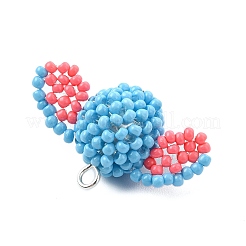 Glass Seed Beaded Elephant Pendants&nbsp;PALLOY-MZ00460