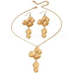 Alloy Flat Round Tassel Pendant Necklaces & Dangle Earrings for Women&nbsp;FS-WGE7B1D-01