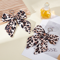 2Pcs Leopard Print Bowknot Polyester Pendant Decorations&nbsp;HJEW-UN0001-30