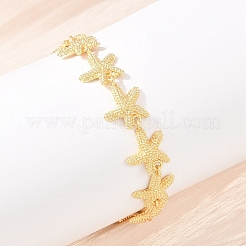 Starfish Brass Link Chain Bracelets for Women&nbsp;BJEW-K248-07A-G