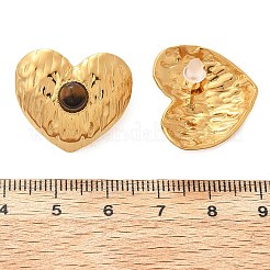 304 Stainless Steel Tiger Eye Stud Earrings&nbsp;EJEW-V016-03G