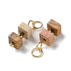 Natural Picture Jasper Cuboid Beaded Pendants&nbsp;STAS-C120-02G-04