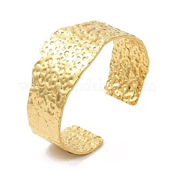 Ion Plating(IP) 304 Stainless Steel Hammered Wide Cuff Bangles for Women&nbsp;BJEW-L682-012G