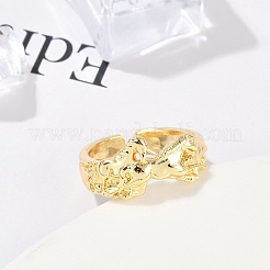 Rack Plating Brass Cuff Rings for Women&nbsp;RJEW-M028-61G