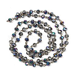 Handmade Electroplate Glass Faceted Rondelle Beads Chains for Necklaces Bracelets Making&nbsp;AJEW-JB00145-01