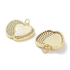 Brass Micro Pave Clear Cubic Zirconia Pendants&nbsp;KK-L213-042G-01