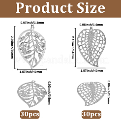 60Pcs 2 Styles Iron Leaf Ornaments&nbsp;AJEW-GF0012-11B