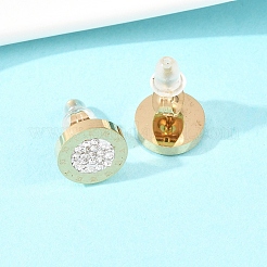 Flat Round 304 Stainless Steel Stud Earrings&nbsp;EJEW-H175-02G-01