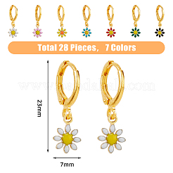 28Pcs 7 Colors Brass Enamel Dangle Leverback Earrings&nbsp;EJEW-AB00029