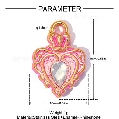 304 Stainless Steel with Hot Pink Enamel Charms&nbsp;SA-OY001-41G