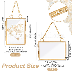 2Pcs 2 Style Brass Glass Hanging Photo Frame&nbsp;HJEW-OC0001-34