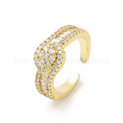 Brass Micro Pave Clear Cubic Zirconia Open Cuff Rings&nbsp;RJEW-G336-02G