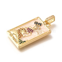 Brass Micro Pave Cubic Zirconia Pendents&nbsp;KK-R212-01G