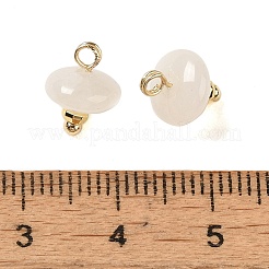Natural Quartz Crystal Rock Crystal Rondelle Charms with Rack Plating Brass Loops&nbsp;G-G110-05B-06