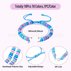 10Pcs Handmade Polymer Clay Bead Bracelets Making&nbsp;AJEW-TAC00083