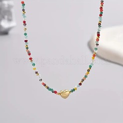 Bohemian 304 Stainless Steel Heart Faceted Colorful Glass Beaded Necklaces for Women&nbsp;JD8300