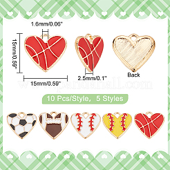 50Pcs 5 Styles Alloy Enamel Pendants&nbsp;ENAM-PH0002-67