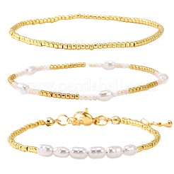 3Pcs Imitation Pearl Beaded Stretch Bracelets Sets for Women&nbsp;AM8486-4