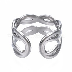Non-Tarnish 304 Stainless Steel Twist Wrap Open Cuff Ring&nbsp;RJEW-T023-06P