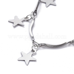 Tarnish Resistant 304 Stainless Steel Scalloped Bar Link Chain Anklets&nbsp;AJEW-AN00323
