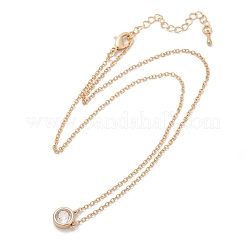 Brass Pave Clear Cubic Zirconia Pendant Necklaces for Women&nbsp;NJEW-Z079-02G-04