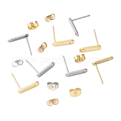 16Pcs 2 Colors 201 Stainless Steel Stud Earring Findings with Hole&nbsp;EJEW-FS0001-18