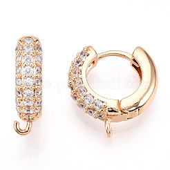 Brass with Crystal Rhinestone Hoop Earring Finding&nbsp;X-KK-C024-13KCG