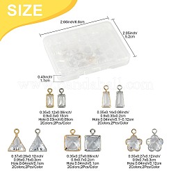 20Pcs 10 Styles Brass Pave Clear Cubic Zirconia Charms&nbsp;ZIRC-FS0001-03