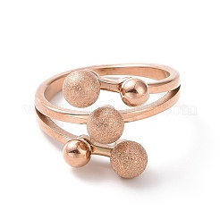Ion Plating(IP) 304 Stainless Steel Round Ball Finger Ring for Women&nbsp;RJEW-D120-13RG