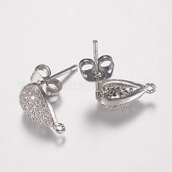 Brass Micro Pave Cubic Zirconia Stud Earring Findings&nbsp;ZIRC-G122-55P-RS