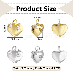 10Pcs 2 Colors Brass Pave Cubic Zirconia Pendants&nbsp;KK-GA0002-35