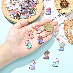 24Pcs 12 Styles Light Gold Alloy Printed Pendants&nbsp;FIND-YW0011-62