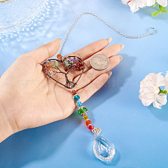 1Pc Wire Wrapped Alloy & Natural Mixed Stone Chips Tree of Life Hanging Suncatchers&nbsp;HJEW-TA0001-45A