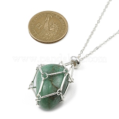 Brass Pouch Necklace Making for Gemstone Nugget&nbsp;NJEW-JN04368