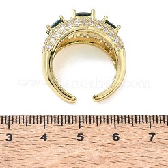 Brass Micro Pave Cubic Zirconia Cuff Open Rings for Women&nbsp;RJEW-L343-13G-04