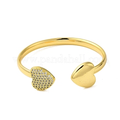 Rack Plating Brass Micro Pave Cubic Zirconia Cuff Bangles&nbsp;BJEW-P336-02A-G