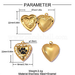 304 Stainless Steel Enamel Locket Pendants&nbsp;STAS-OY014-33G-02