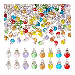 160Pcs 8 Colors Glass Charms&nbsp;PALLOY-PHE00017