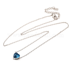 304 Stainless Steel Pave Cubic Zirconia Heart Pendant Cable Chain Necklaces for Women&nbsp;NJEW-G142-07P-02