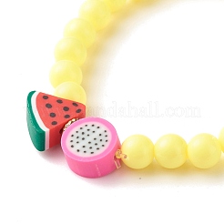 Handmade Polymer Clay Fruit Stretch Bracelet with Round Beads for Kids&nbsp;BJEW-JB07583