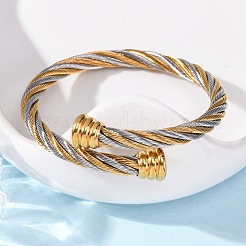 304 Stainless Steel Torque Bangles for Women&nbsp;BJEW-P310-24GP