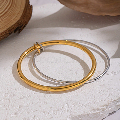 304 Stainless Steel Double Layered Plain Bangles for Women&nbsp;EC4936