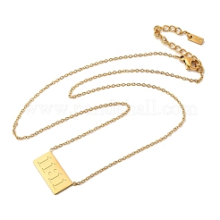 304 Stainless Steel Rectangle with 11:11 Pendant Necklaces for Women&nbsp;NJEW-Z091-16G-02