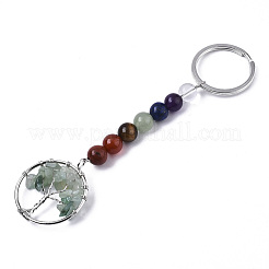 Natural Gemstone Chips Chakra Keychain&nbsp;G-N0326-004