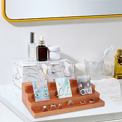 4-Tier Wood Jewelry Earring Display Card Display Risers&nbsp;ODIS-WH0025-179B-02