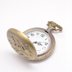 Vintage Flat Round Carved Dragon Alloy Quartz Watch Heads Pendants for Pocket Watch Necklace Making&nbsp;WACH-M109-21