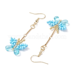 Handmade Glass Seed Beads Butterfly Dangle Earrings&nbsp;EJEW-MZ00445-05